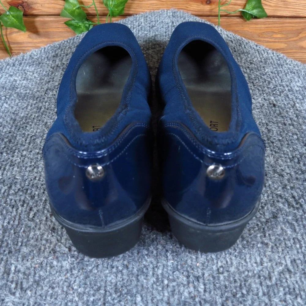 Anne Klein AK Wisher 2 Women Wedge Pump Size 9 Office Professional Navy Blue